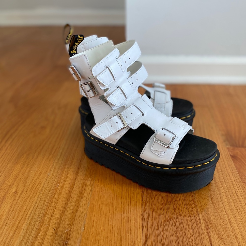 White Platform Gladiator Doc Martens